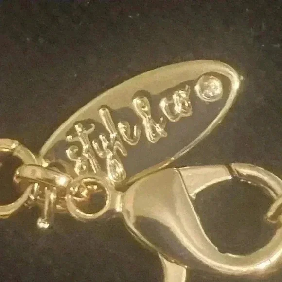 Style & Co Orangish Oval Stone Double Chain Pendant Necklace, 38" + 3" extender - Picture 4 of 5